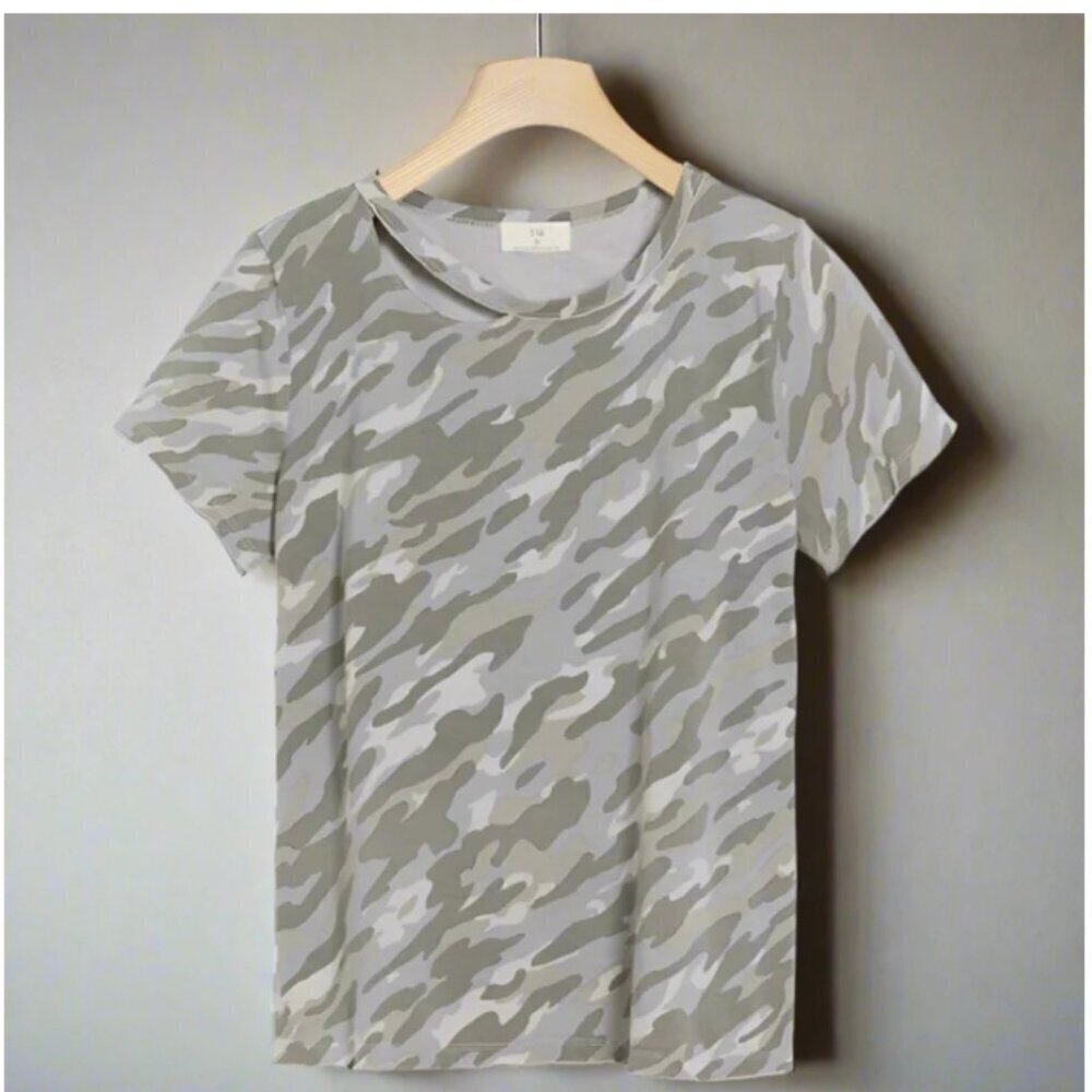 Anthropologie TLA T Shirt Womens Medium Camo Short Sleeve Cut Out Cotton Tee Top